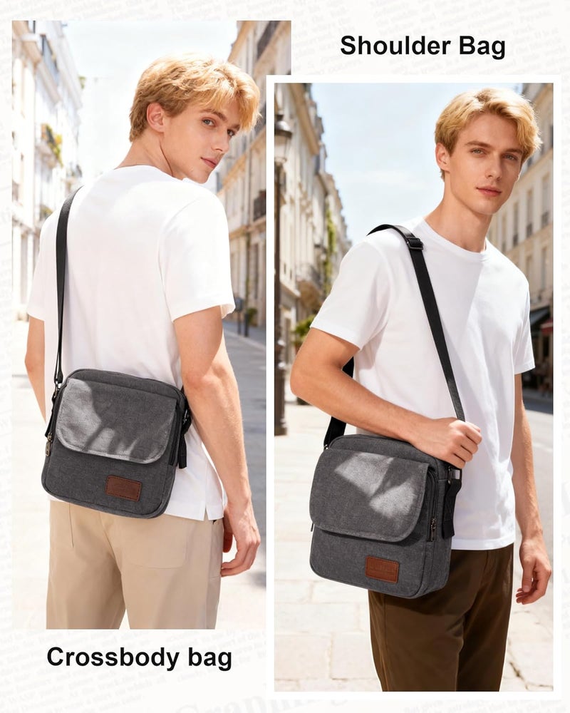 WISEPACK Small Crossbody Bag for Men,Canvas Messenger Shoulder Bags Crossbody Satchel Bag Men's Side Bags Over the Shoulder Purse - Image 4